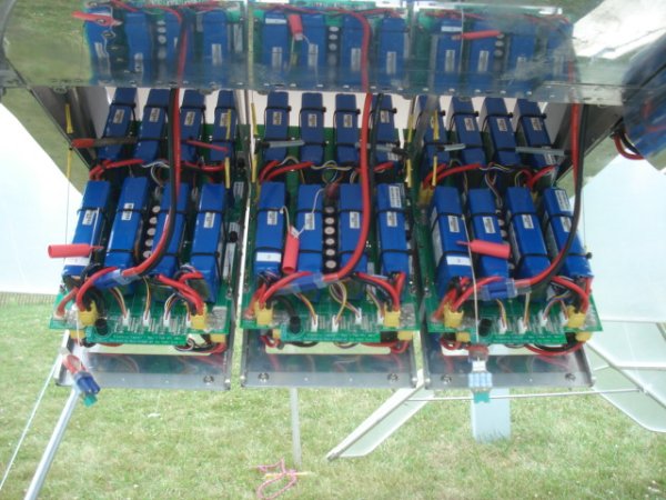 mounted batterys swing down to service.