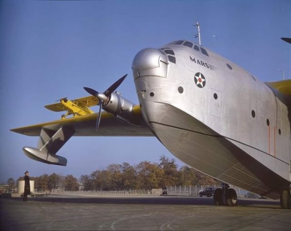 Martin Mars and Piper Cub